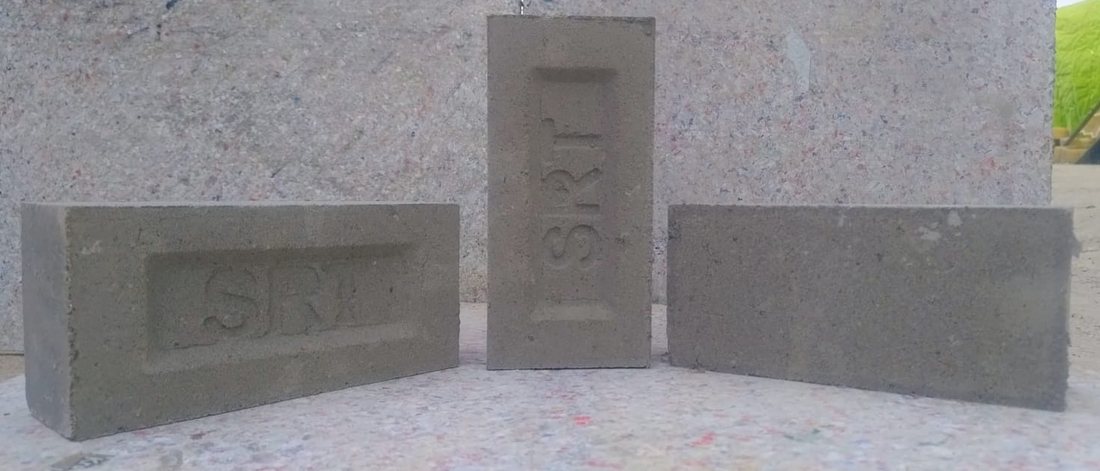 SRT fly ash bricks stamped with the SRT mark